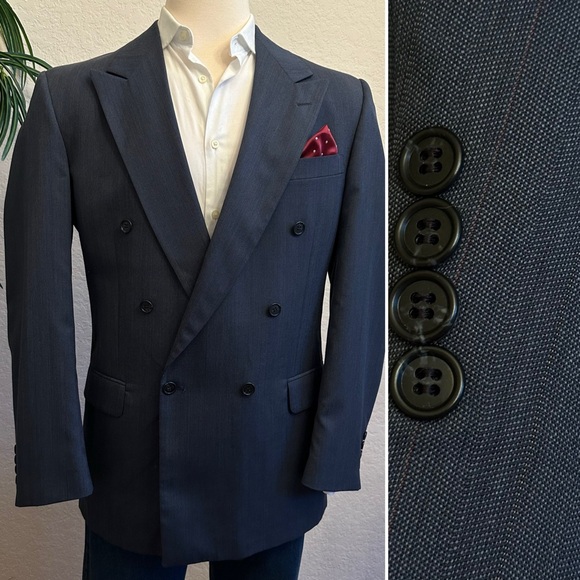 STAFFORD DOUBLE BREASTED JACKET MENS SIZE 42L VINTAGE USA PEAK LAPEL BLAZER